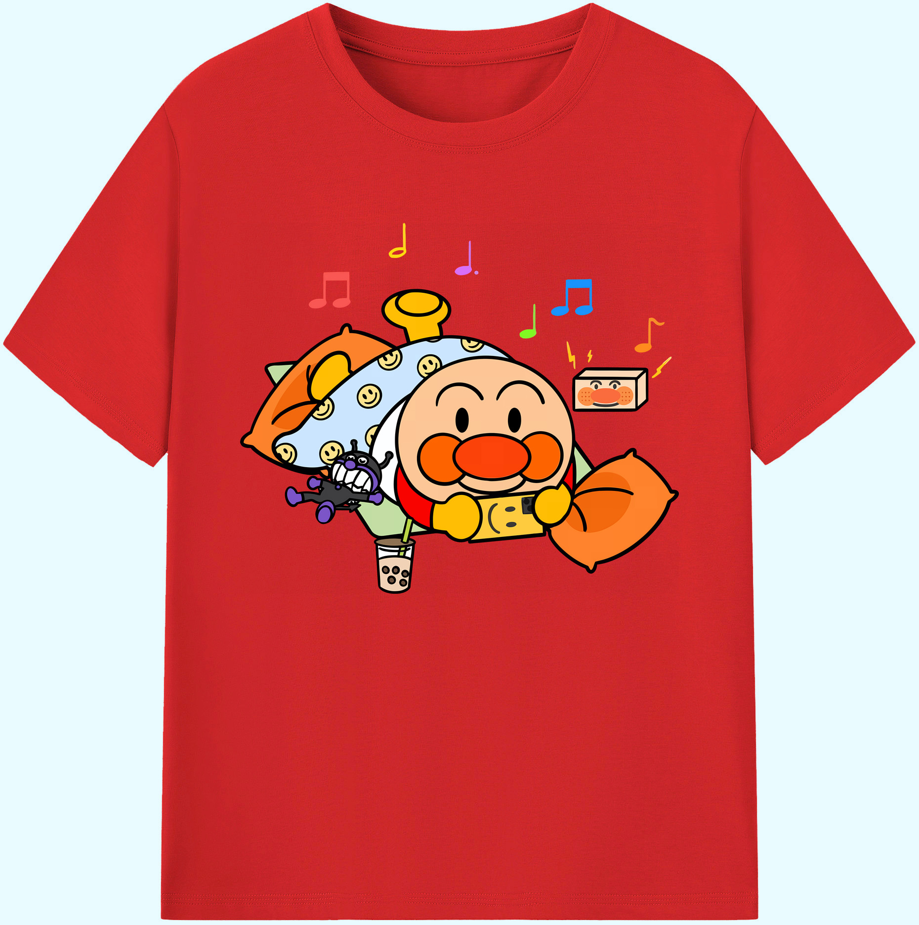 （画像用） アンパンマン Anpanman 綿100％ メンズ半袖Tシャツ｜肌触りやわらか＆通気性