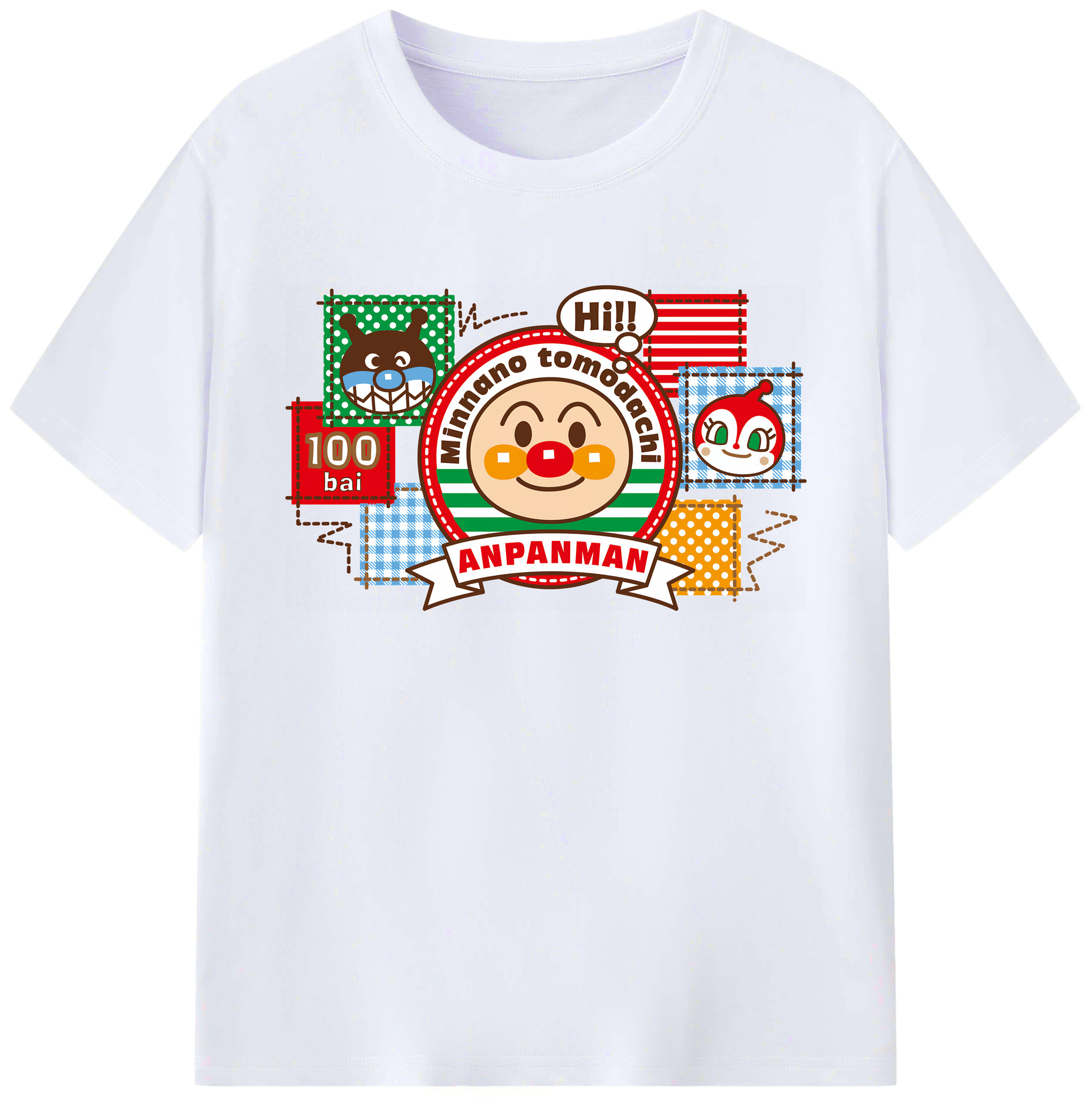 （画像用） アンパンマン Anpanman 綿100％ メンズ半袖Tシャツ｜肌触りやわらか＆通気性