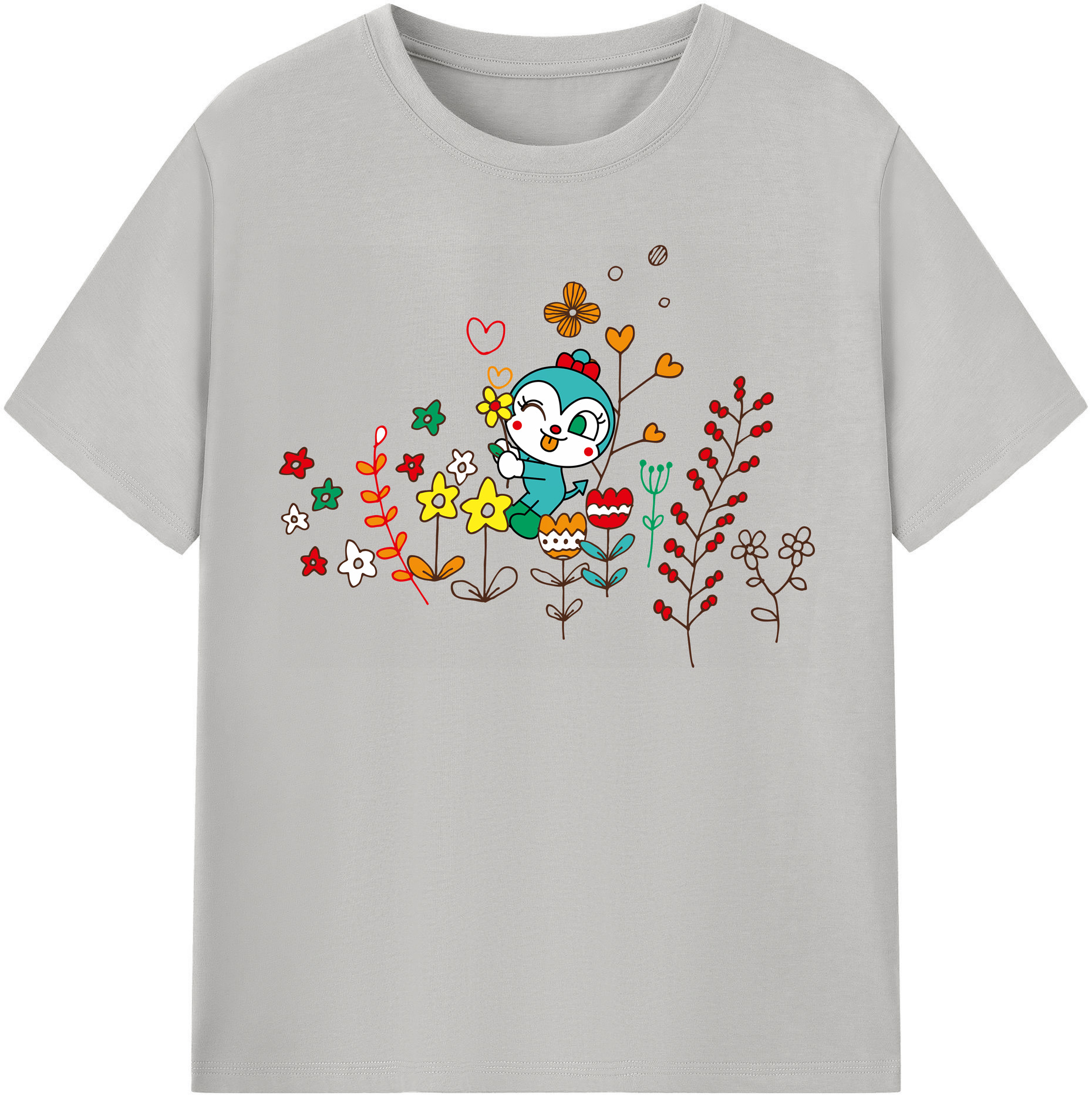 （画像用） アンパンマン Anpanman レディースカジュアルプリントTシャツ（綿100％）