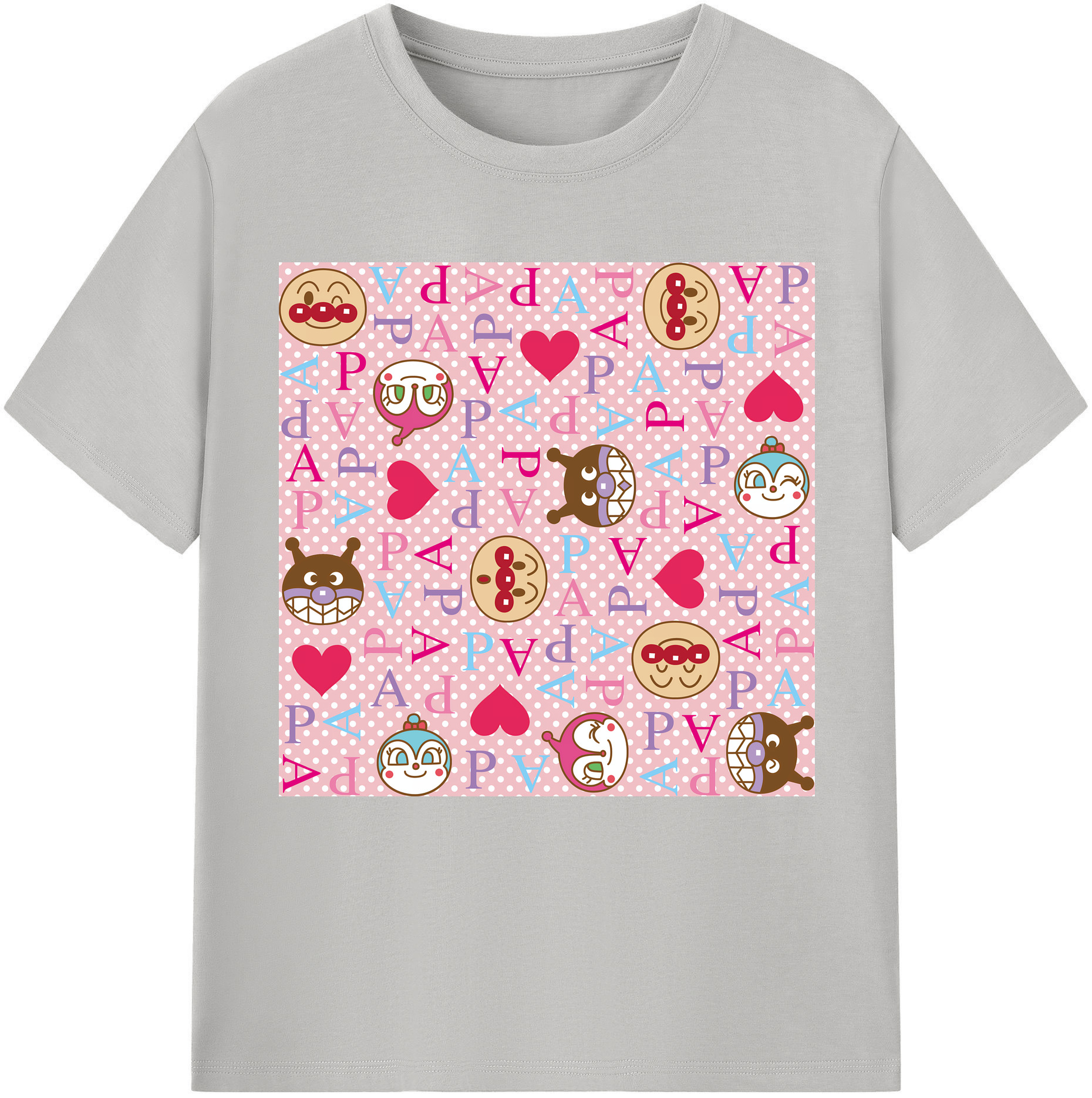 （画像用） アンパンマン Anpanman レディースカジュアルプリントTシャツ（綿100％）