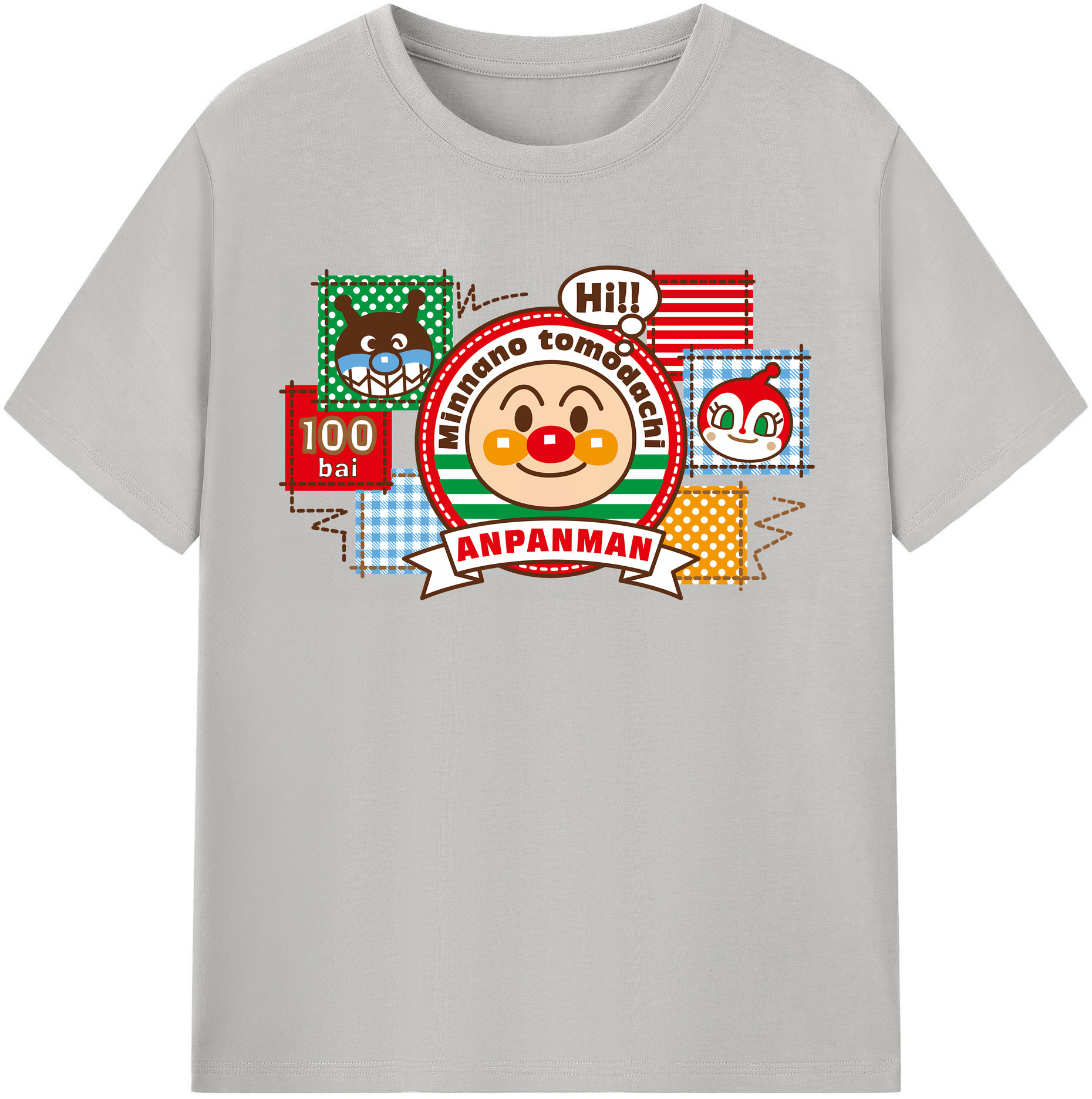（画像用） アンパンマン Anpanman レディースカジュアルプリントTシャツ（綿100％）