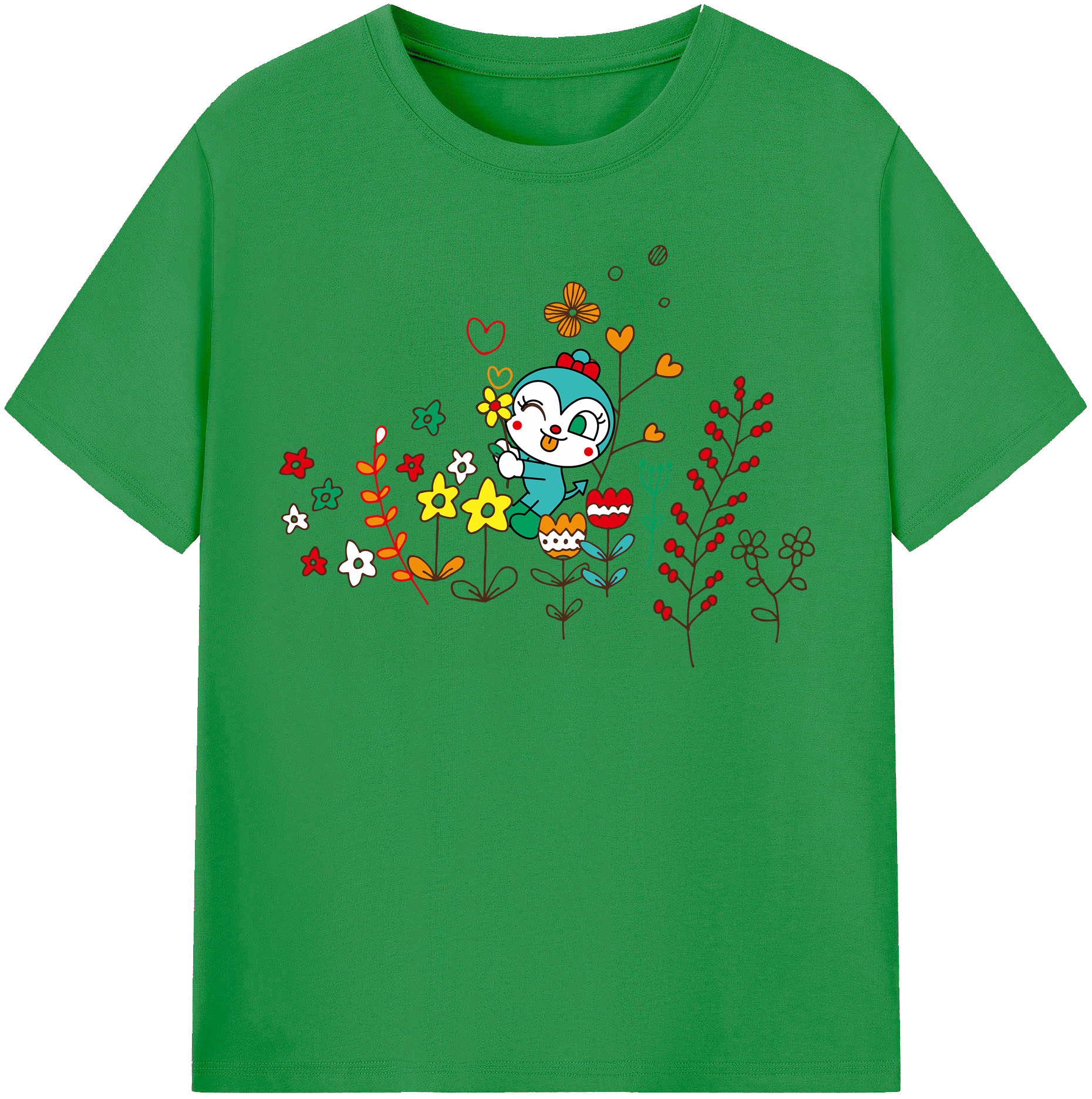 （画像用） アンパンマン Anpanman レディースカジュアルプリントTシャツ（綿100％）