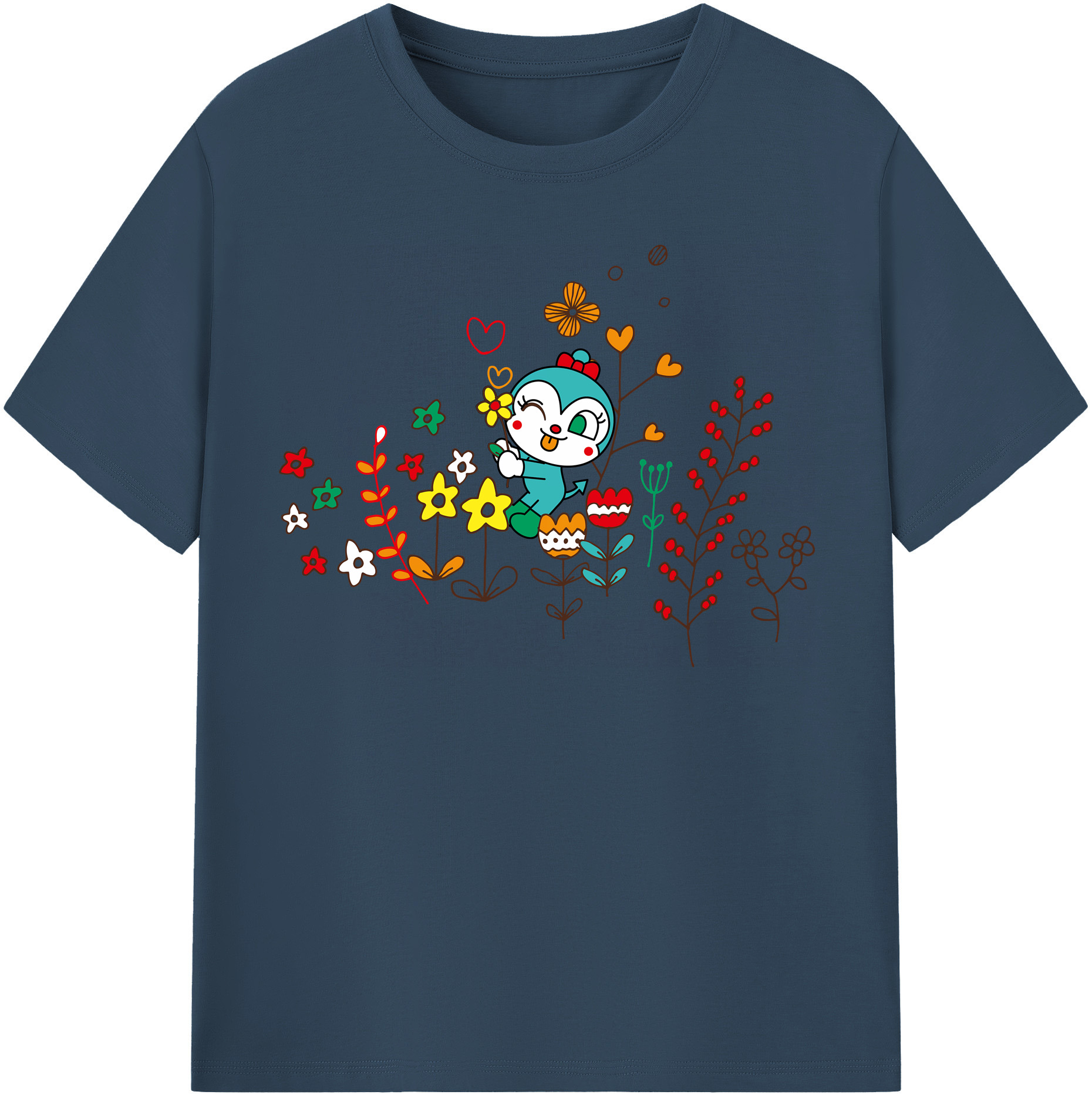 （画像用） アンパンマン Anpanman レディースカジュアルプリントTシャツ（綿100％）
