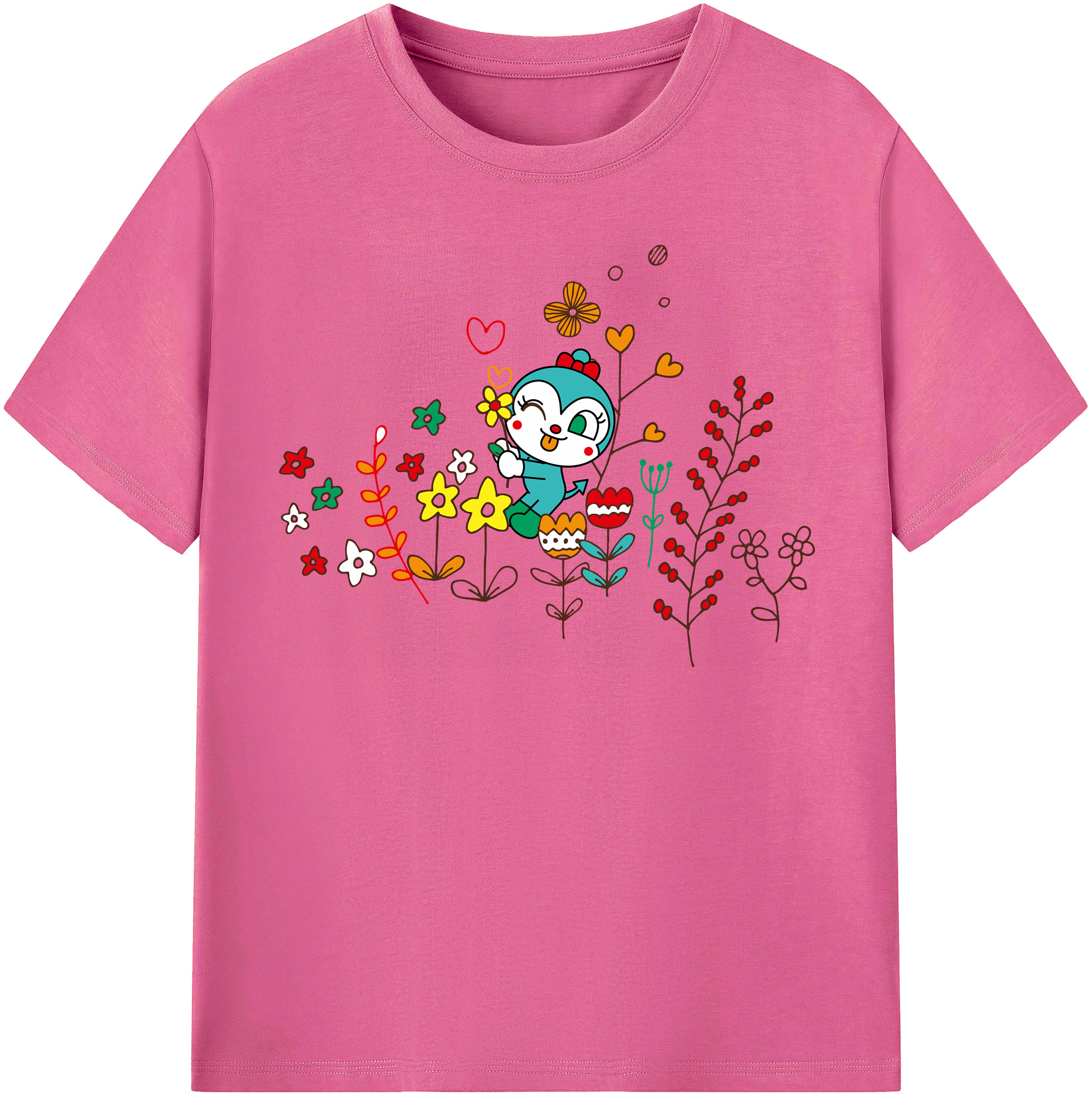 （画像用） アンパンマン Anpanman レディースカジュアルプリントTシャツ（綿100％）