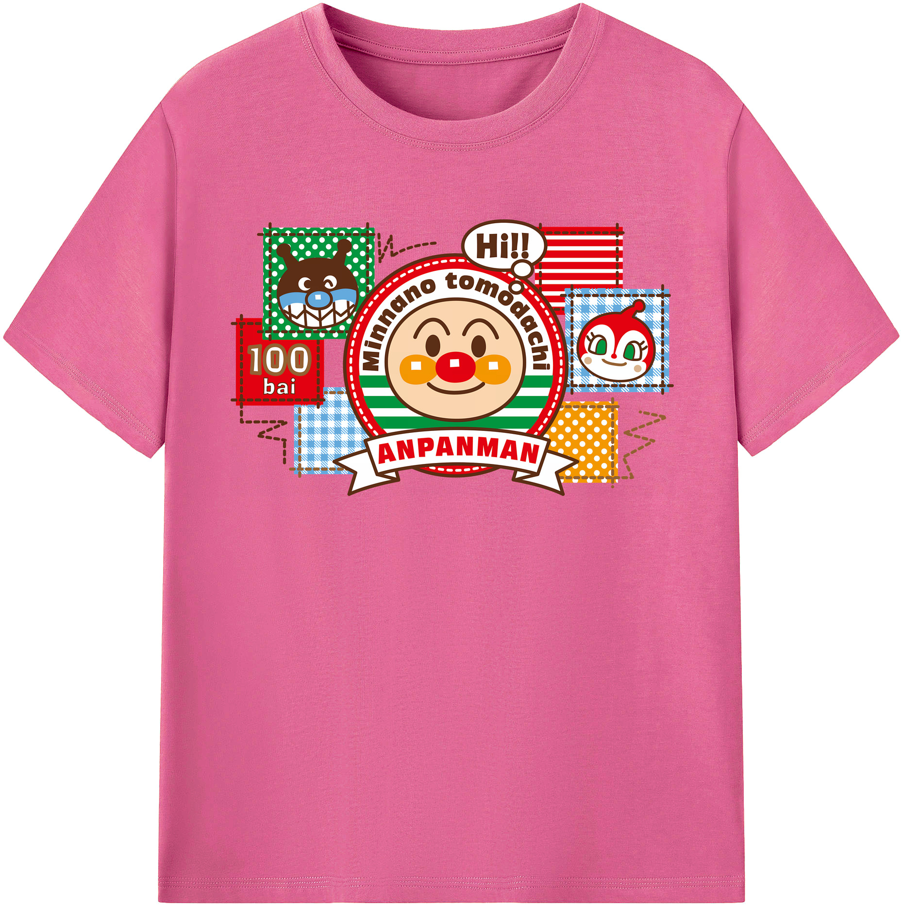 （画像用） アンパンマン Anpanman レディースカジュアルプリントTシャツ（綿100％）