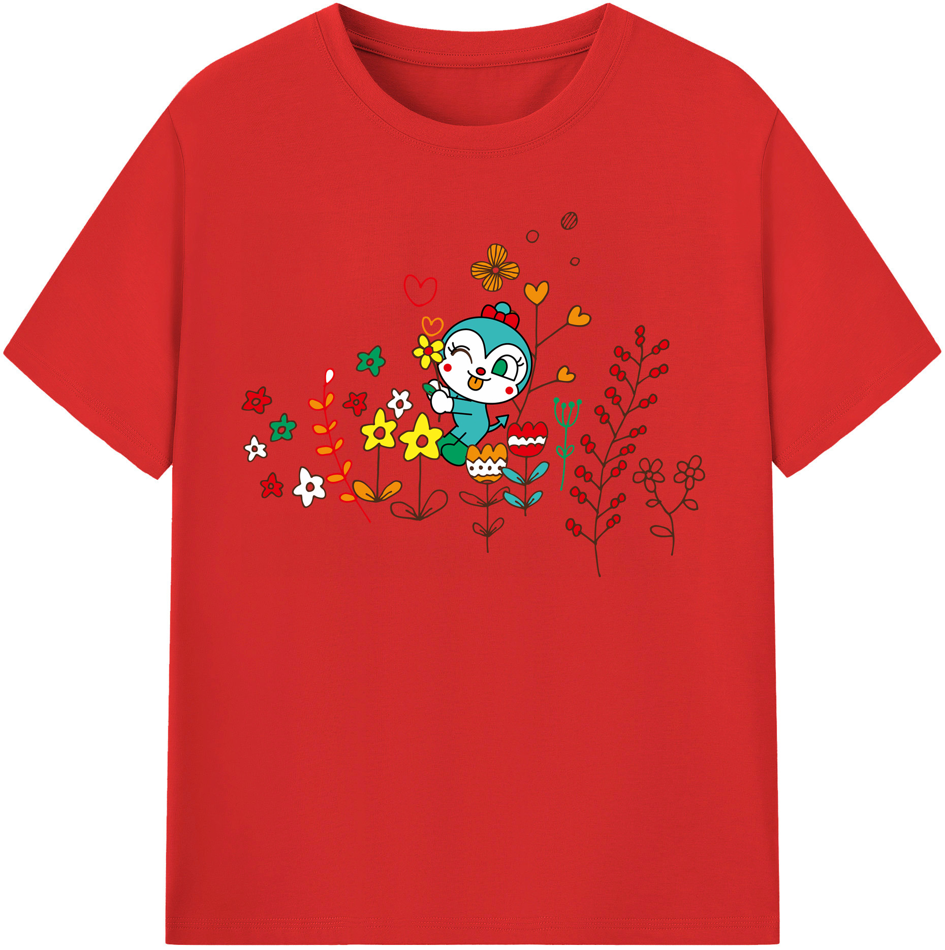 （画像用） アンパンマン Anpanman レディースカジュアルプリントTシャツ（綿100％）