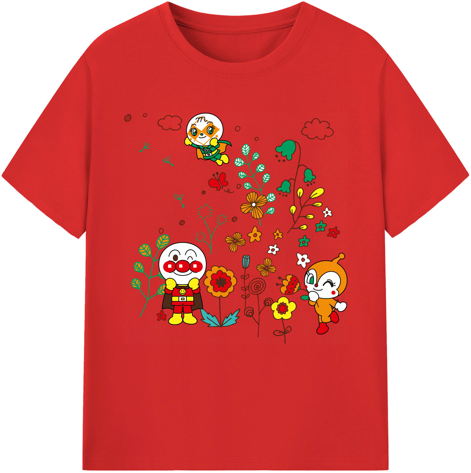 （画像用） アンパンマン Anpanman レディースカジュアルプリントTシャツ（綿100％）