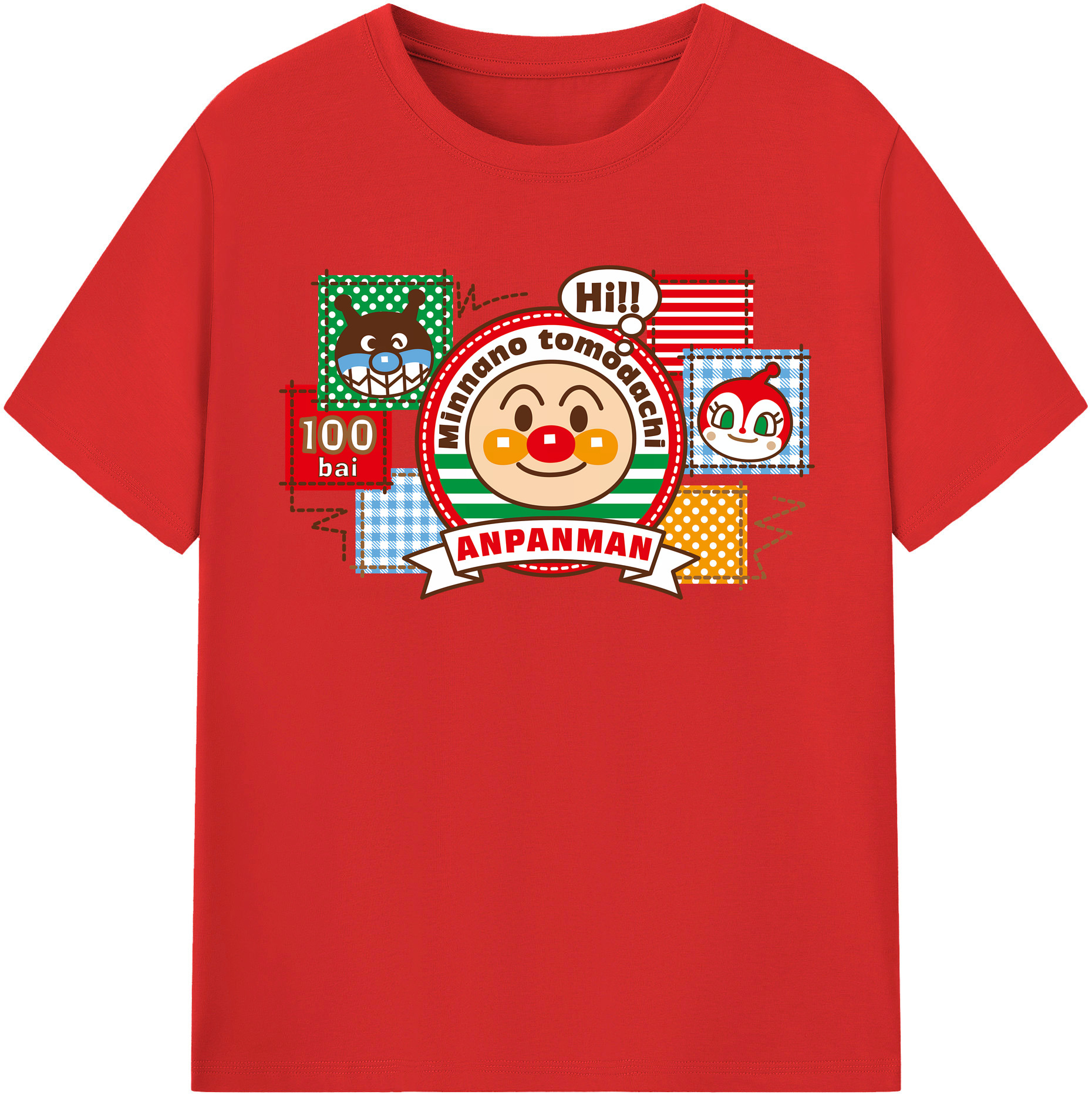 （画像用） アンパンマン Anpanman レディースカジュアルプリントTシャツ（綿100％）