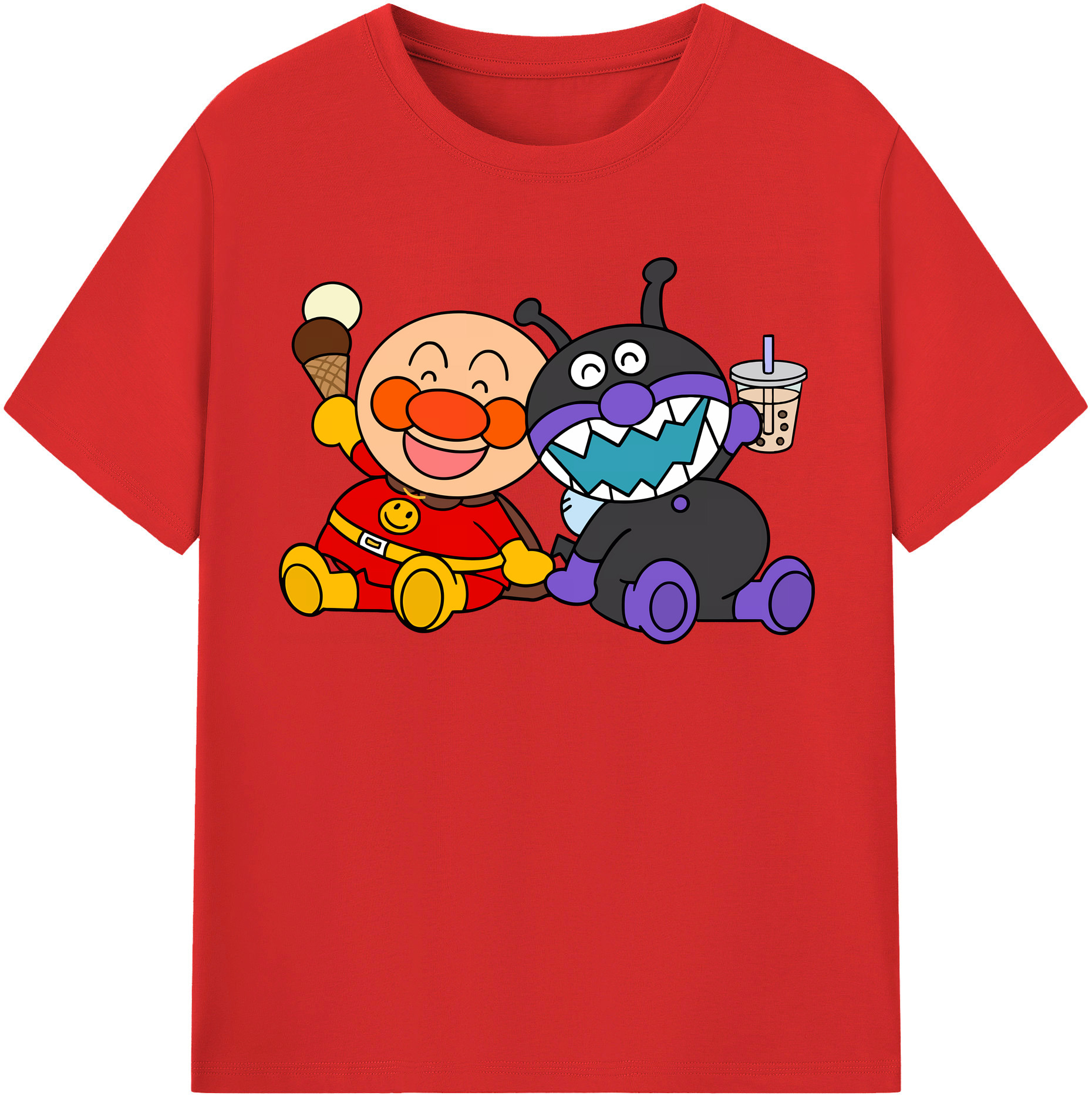 （画像用） アンパンマン Anpanman レディースカジュアルプリントTシャツ（綿100％）