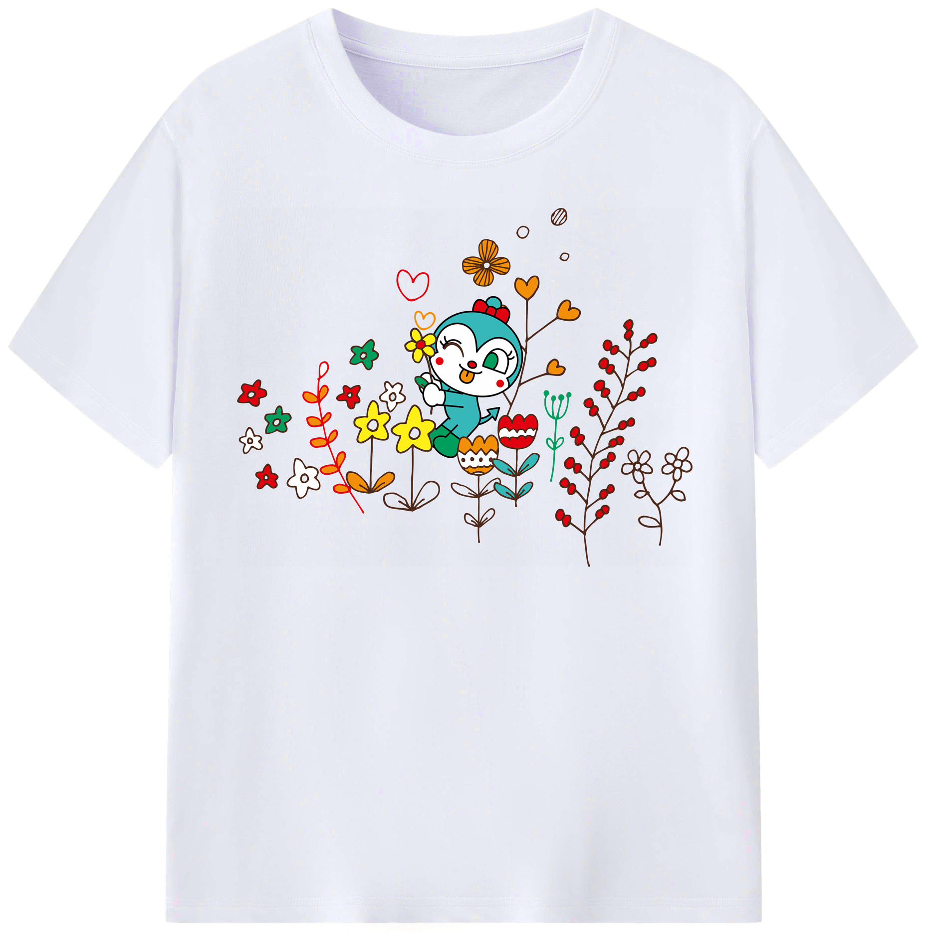 （画像用） アンパンマン Anpanman レディースカジュアルプリントTシャツ（綿100％）