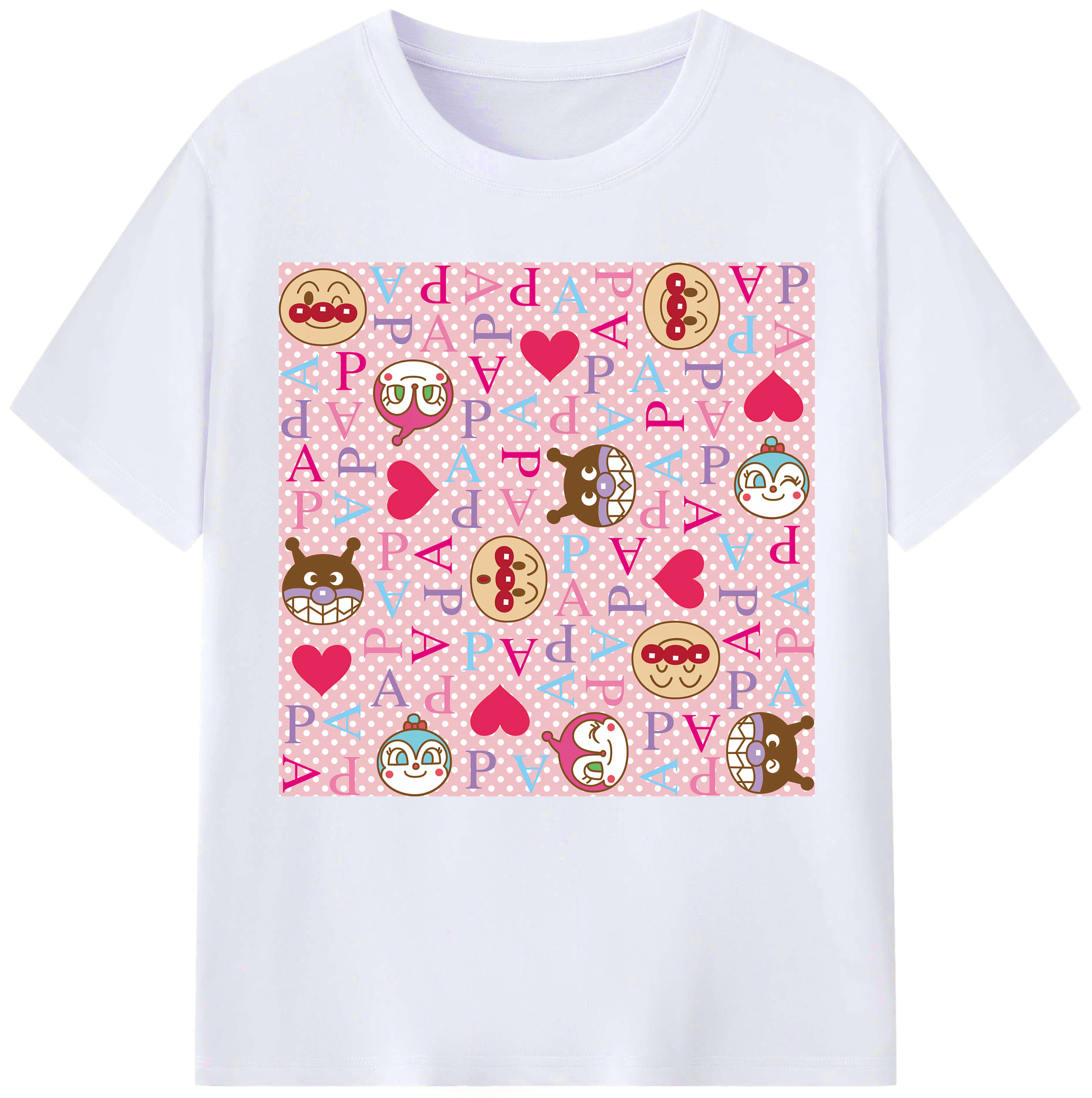 （画像用） アンパンマン Anpanman レディースカジュアルプリントTシャツ（綿100％）