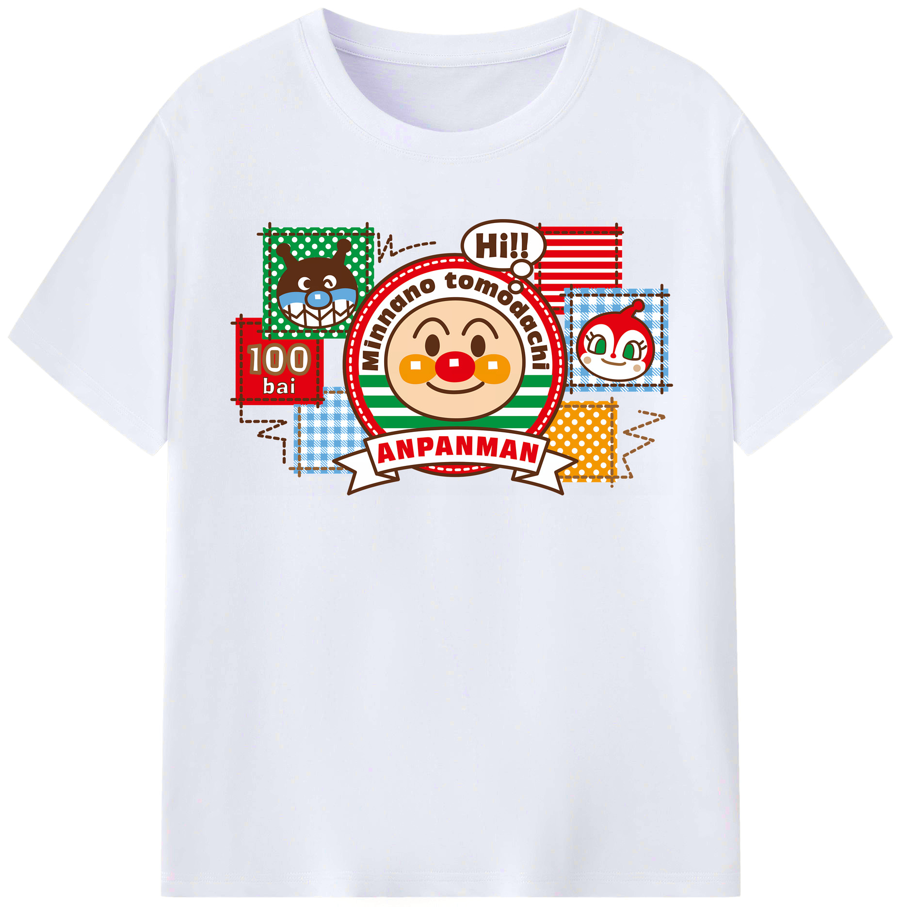 （画像用） アンパンマン Anpanman レディースカジュアルプリントTシャツ（綿100％）