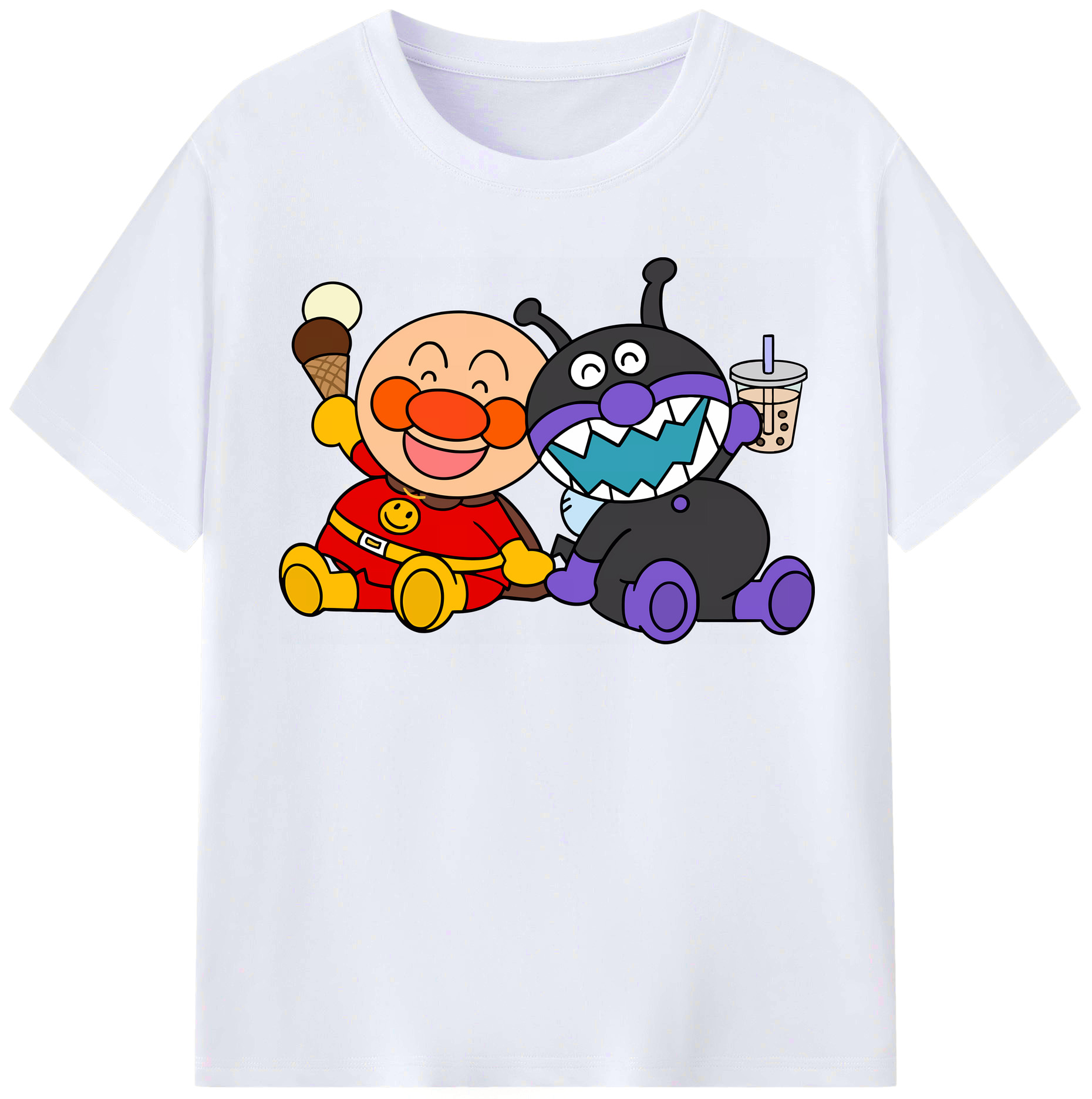 （画像用） アンパンマン Anpanman レディースカジュアルプリントTシャツ（綿100％）