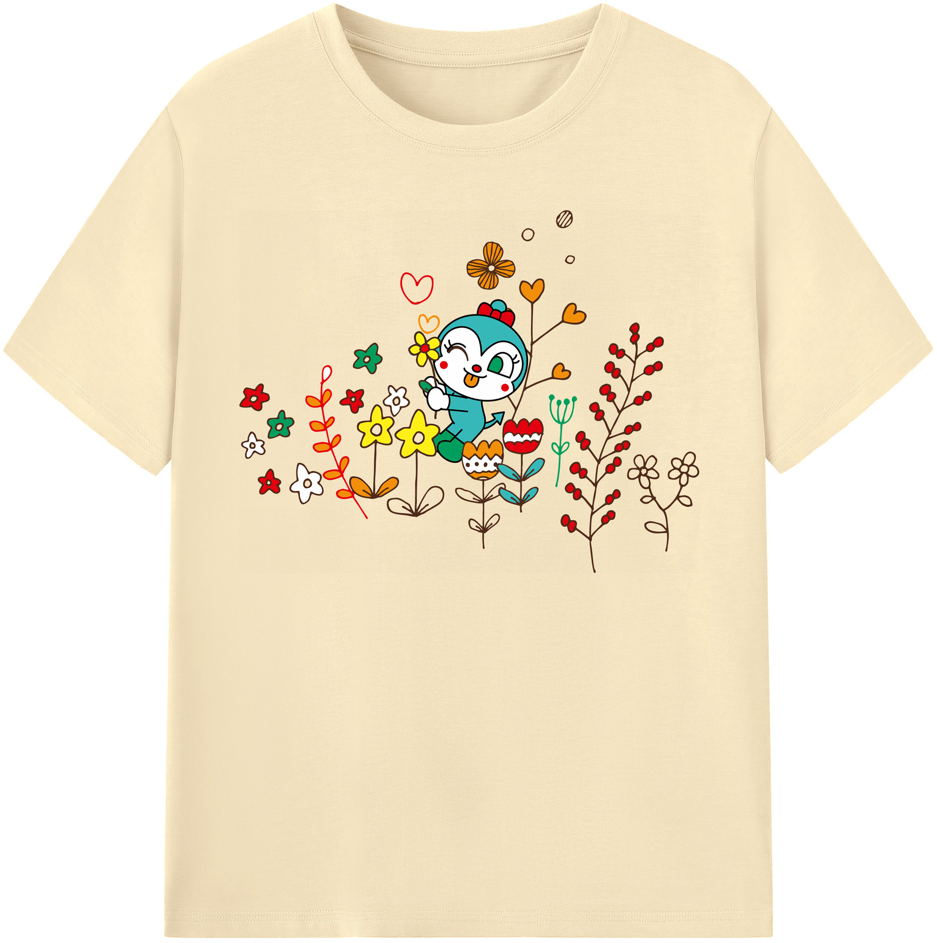 （画像用） アンパンマン Anpanman 綿100％半袖Tシャツ（フロントプリント）