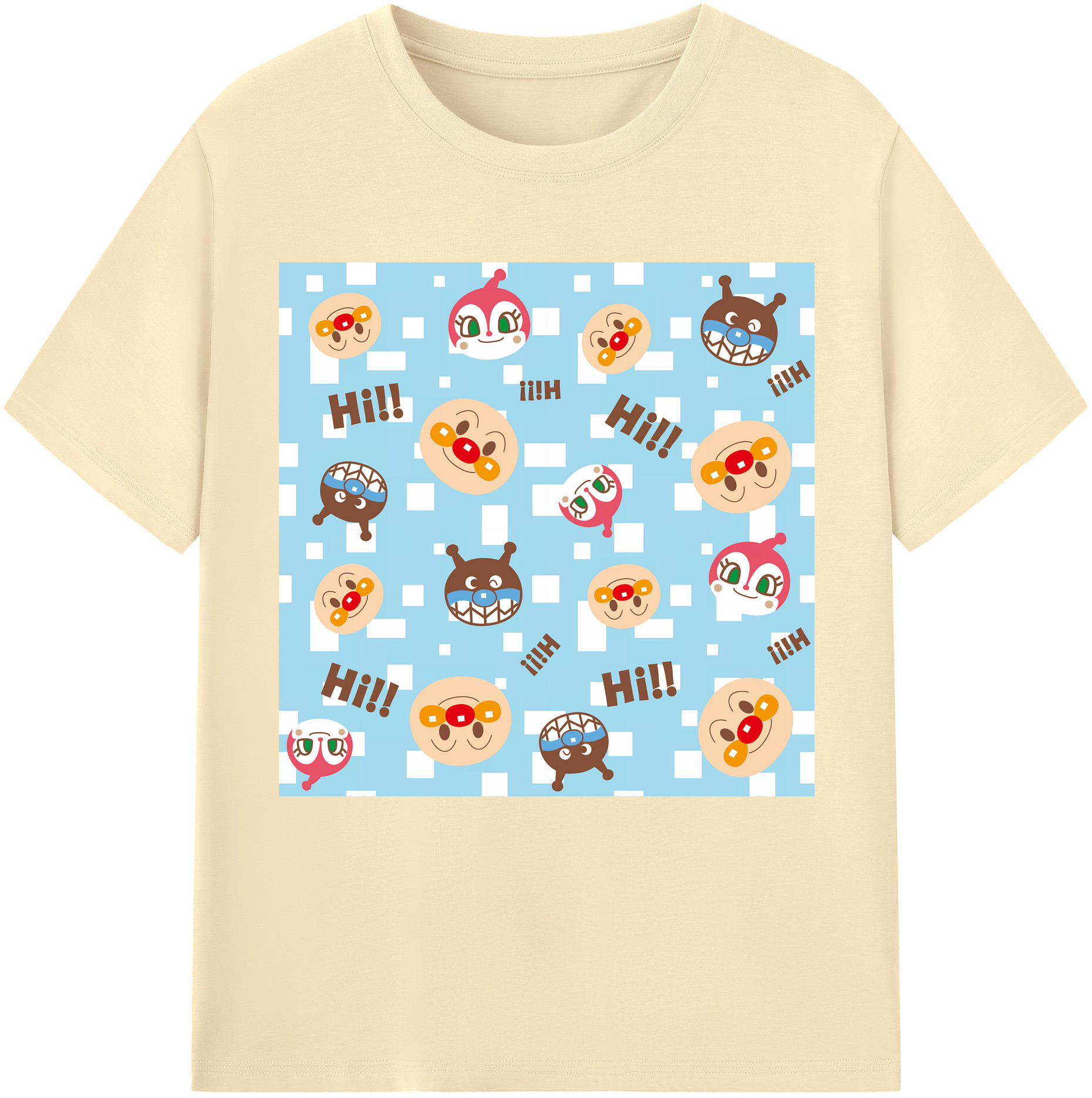 （画像用） アンパンマン Anpanman 綿100％半袖Tシャツ（フロントプリント）
