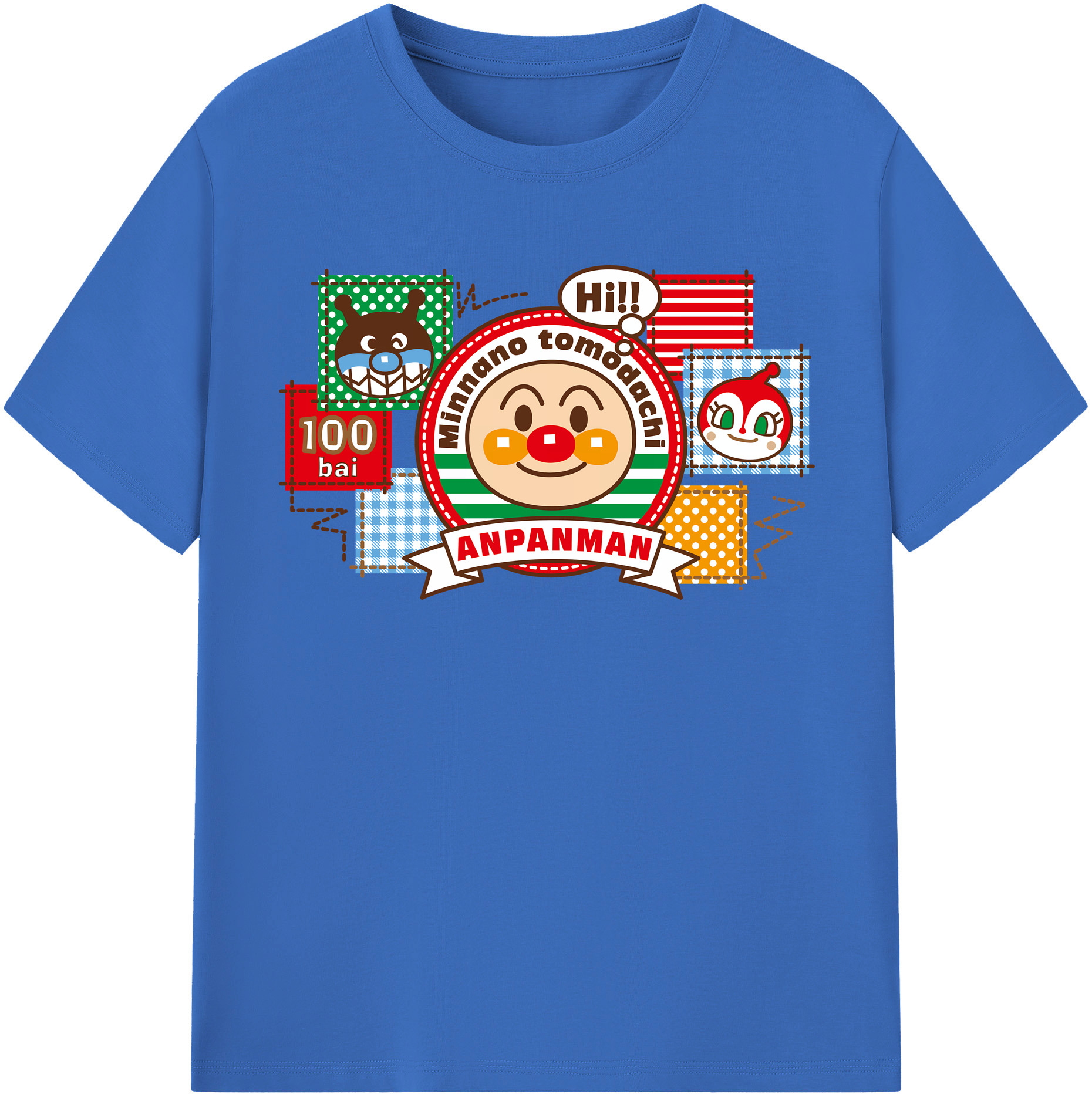 （画像用） アンパンマン Anpanman 綿100％半袖Tシャツ（フロントプリント）