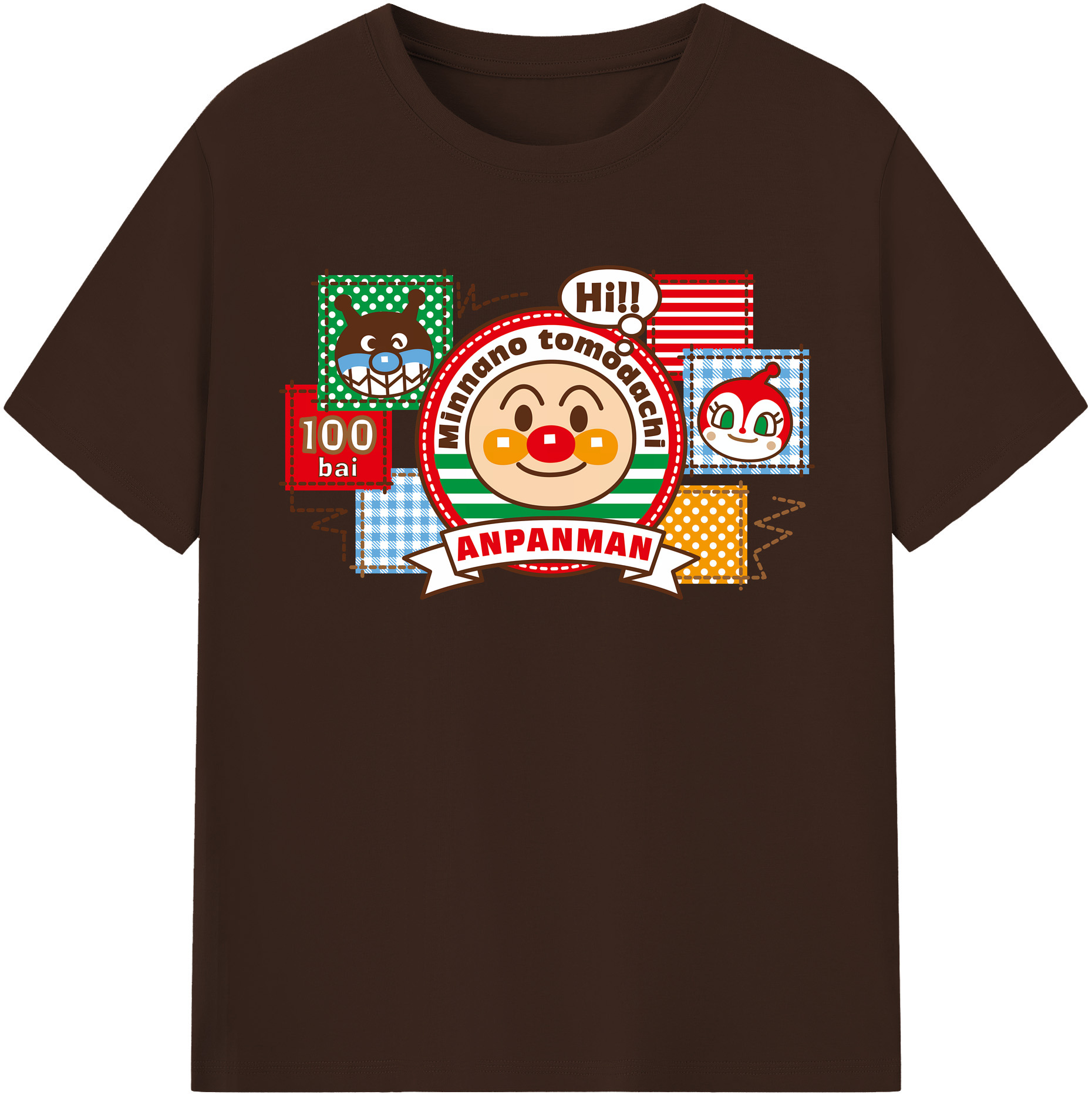（画像用） アンパンマン Anpanman 綿100％半袖Tシャツ（フロントプリント）