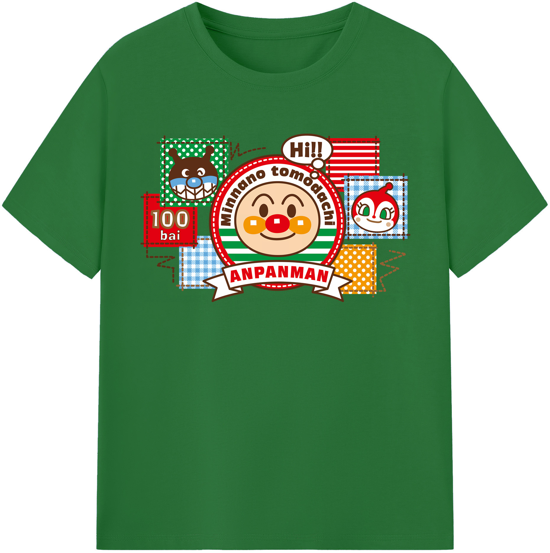 （画像用） アンパンマン Anpanman 綿100％半袖Tシャツ（フロントプリント）