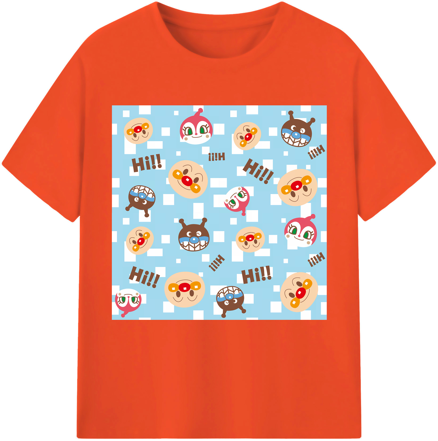 （画像用） アンパンマン Anpanman 綿100％半袖Tシャツ（フロントプリント）