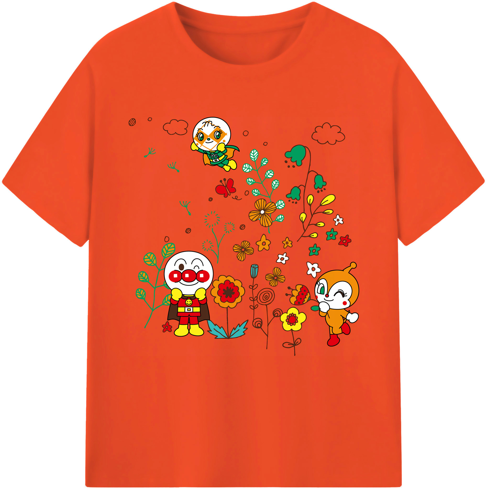 （画像用） アンパンマン Anpanman 綿100％半袖Tシャツ（フロントプリント）