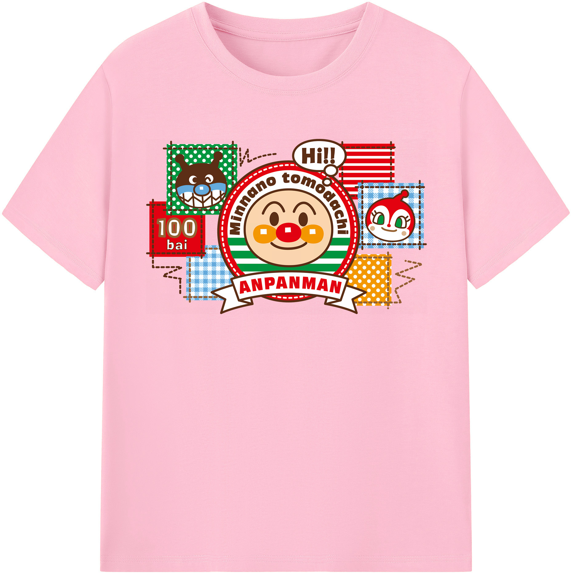 （画像用） アンパンマン Anpanman 綿100％半袖Tシャツ（フロントプリント）