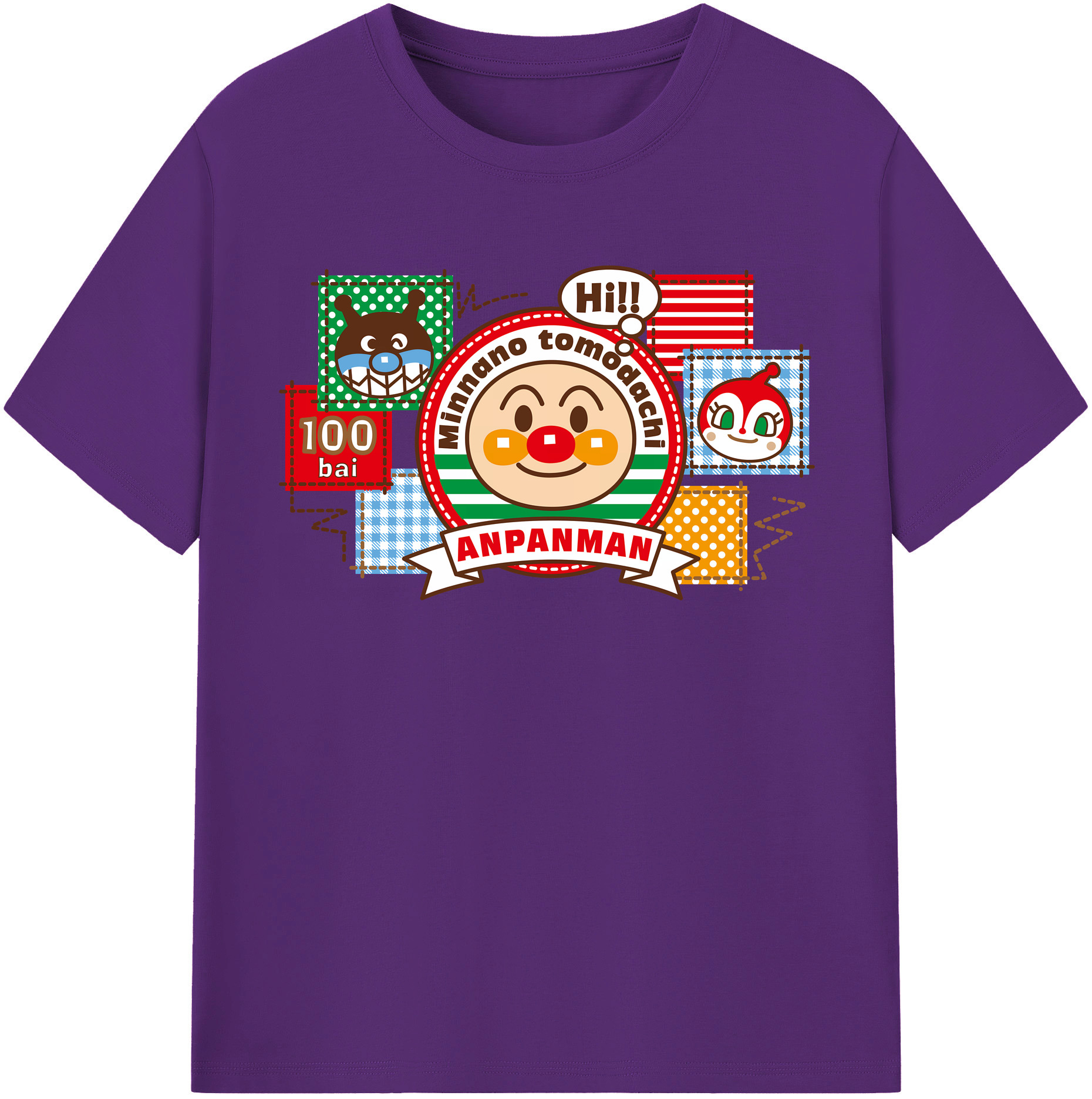 （画像用） アンパンマン Anpanman 綿100％半袖Tシャツ（フロントプリント）