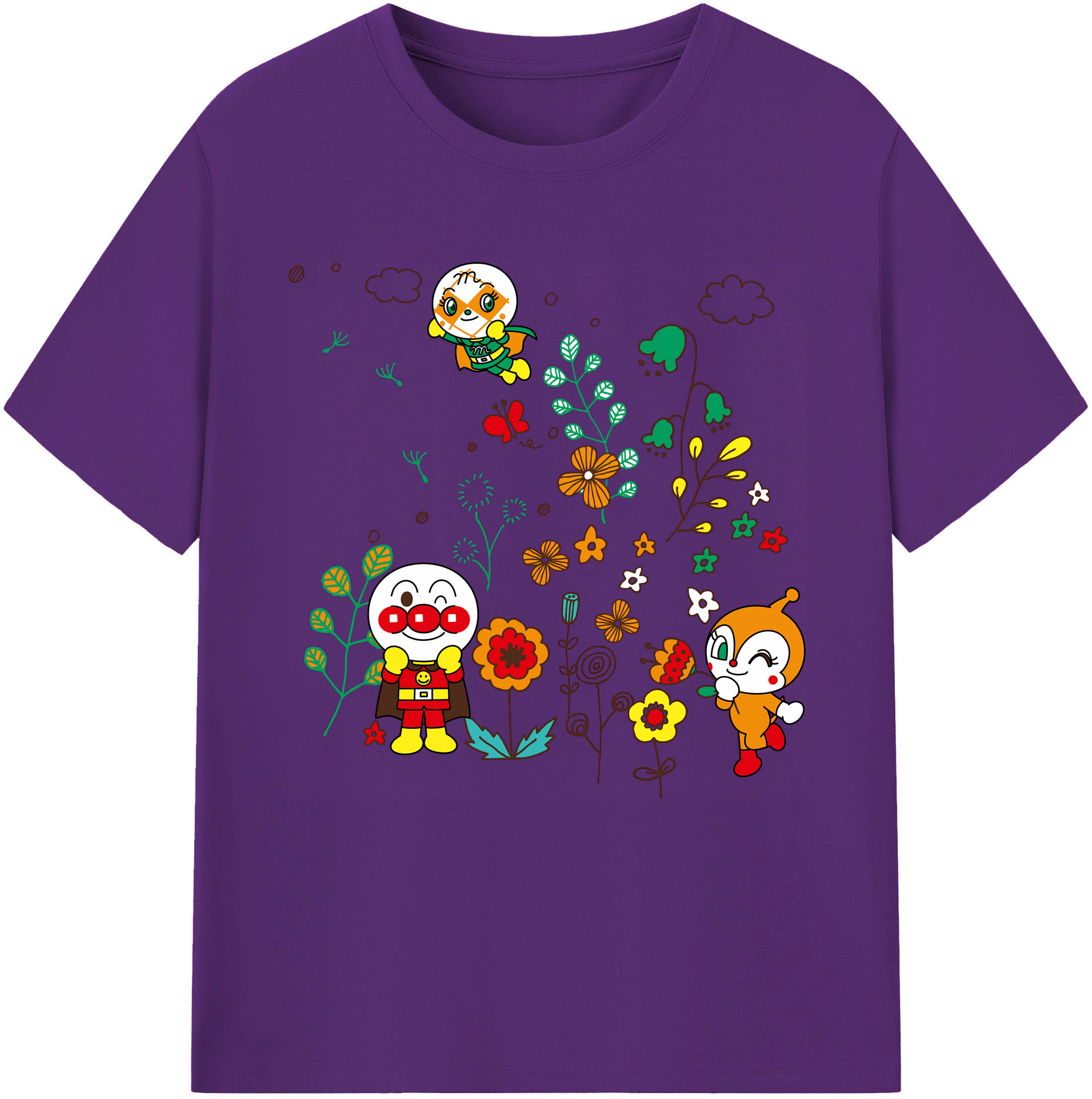 （画像用） アンパンマン Anpanman 綿100％半袖Tシャツ（フロントプリント）