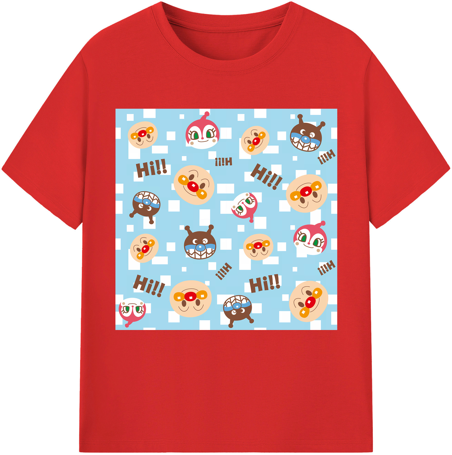 （画像用） アンパンマン Anpanman 綿100％半袖Tシャツ（フロントプリント）