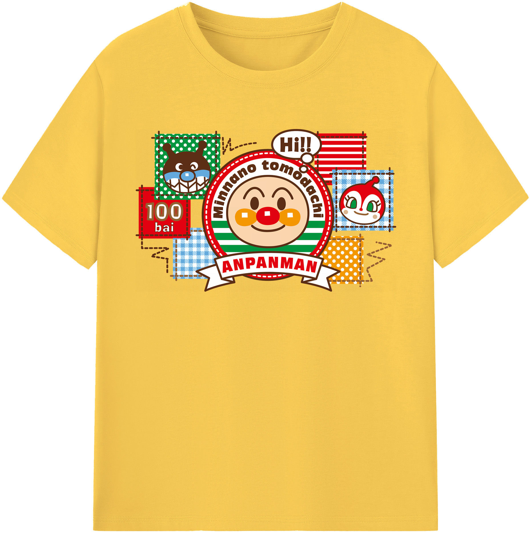 （画像用） アンパンマン Anpanman 綿100％半袖Tシャツ（フロントプリント）