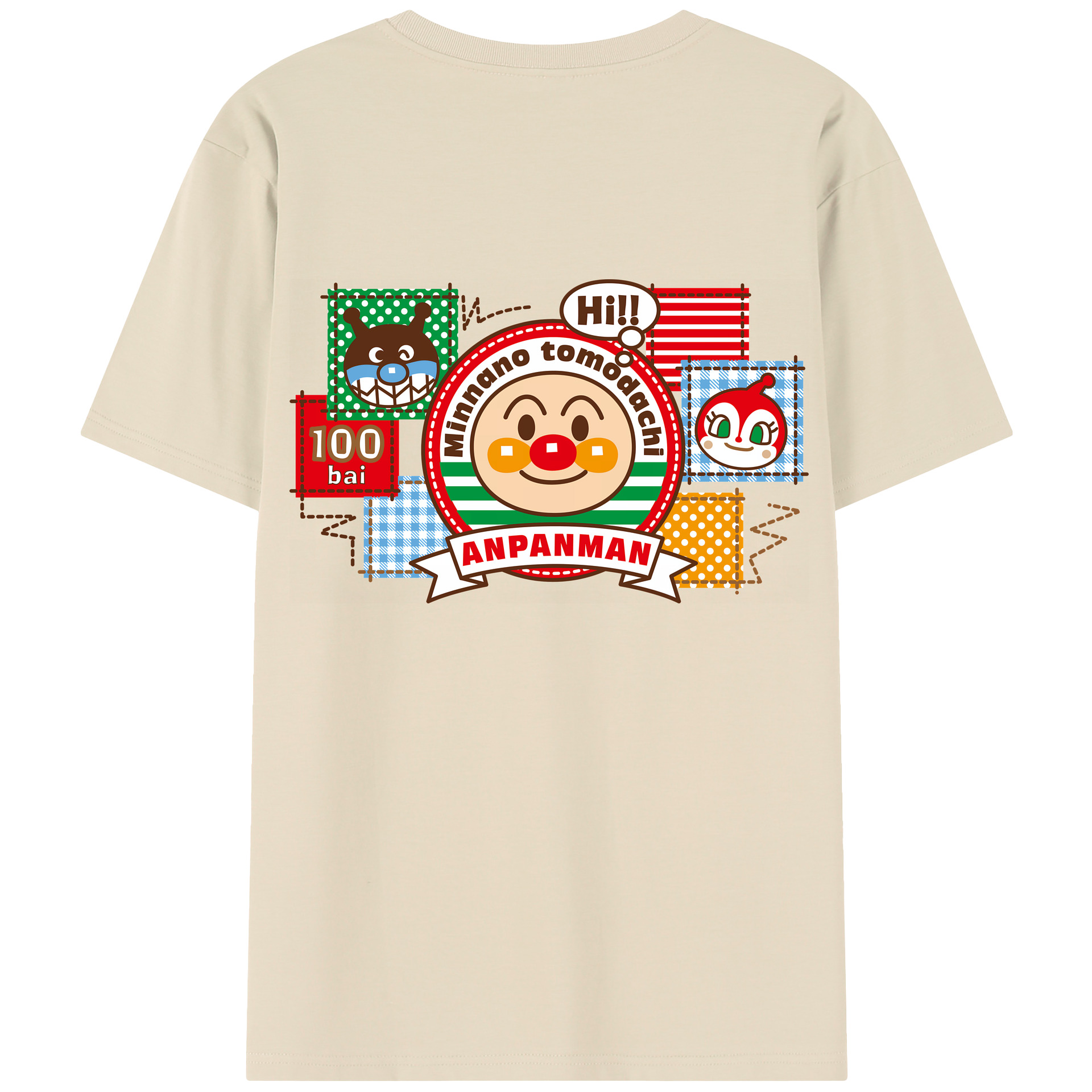 （画像用） アンパンマン Anpanman 綿100％半袖Tシャツ（背面プリント）