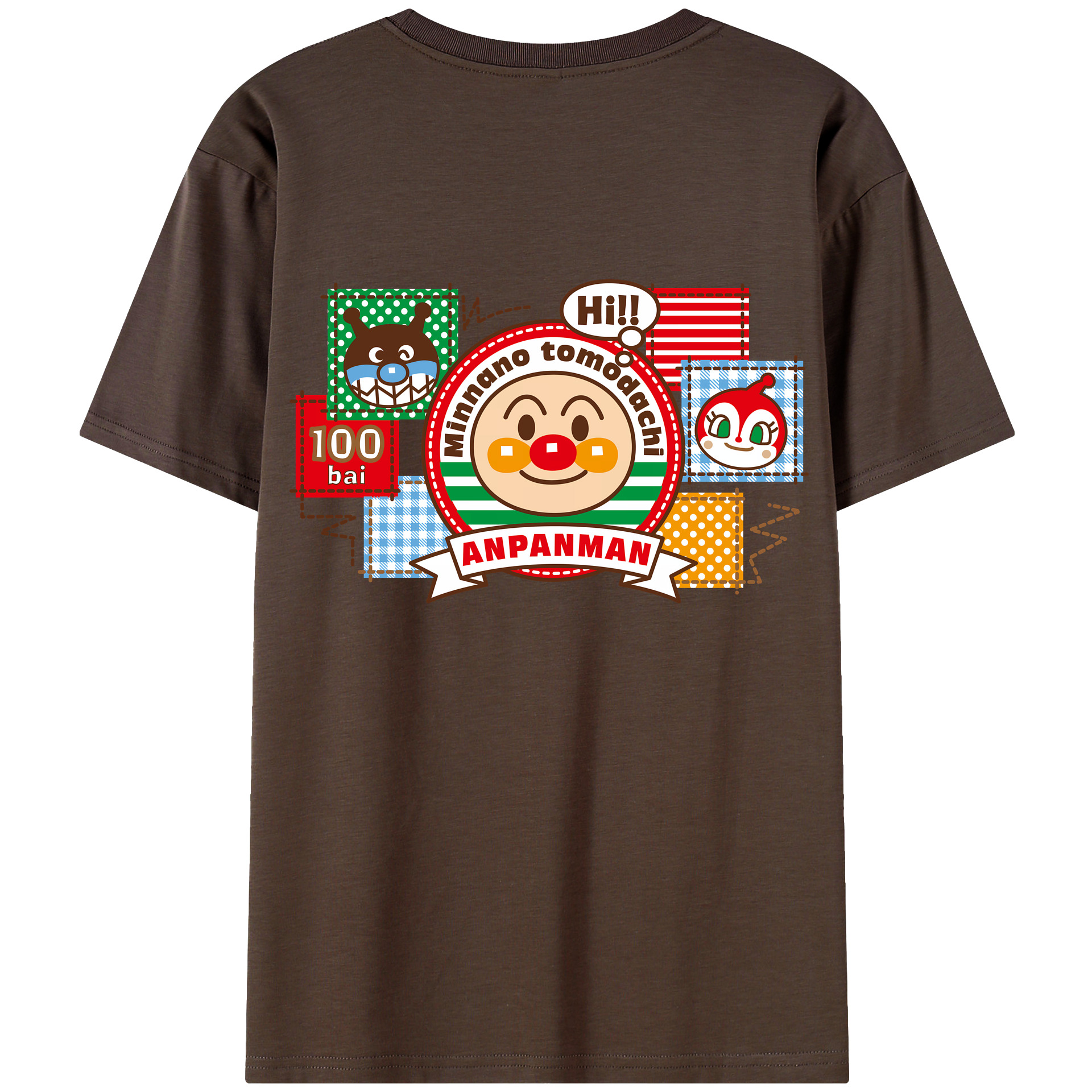 （画像用） アンパンマン Anpanman 綿100％半袖Tシャツ（背面プリント）