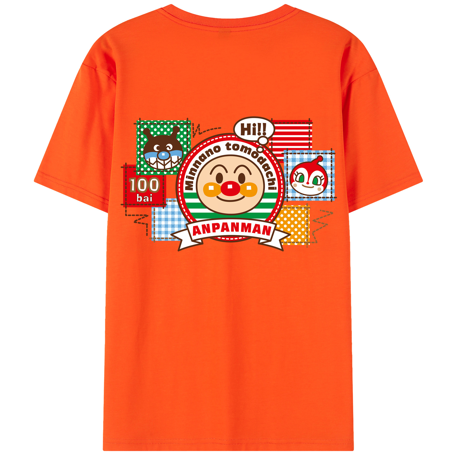 （画像用） アンパンマン Anpanman 綿100％半袖Tシャツ（背面プリント）