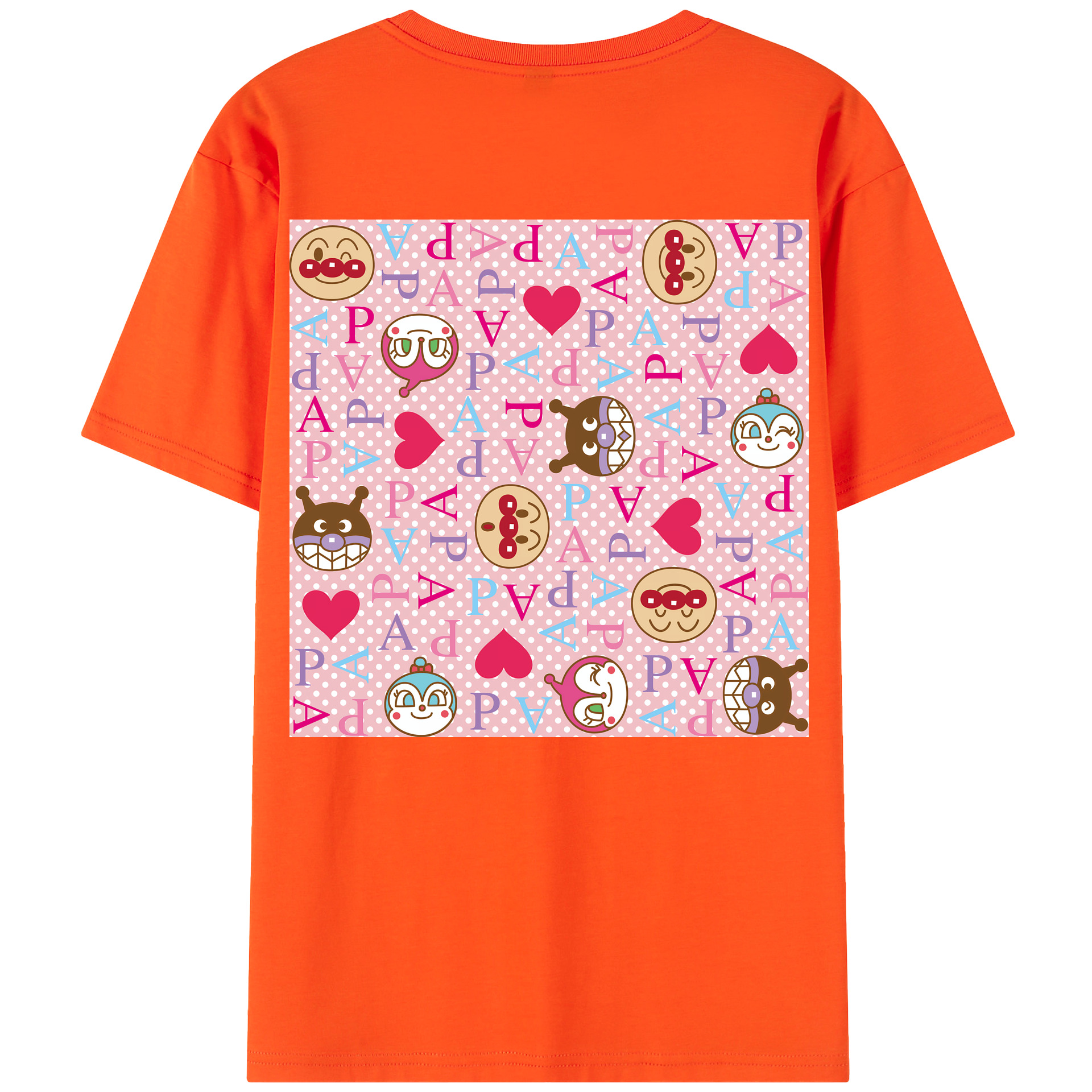 （画像用） アンパンマン Anpanman 綿100％半袖Tシャツ（背面プリント）