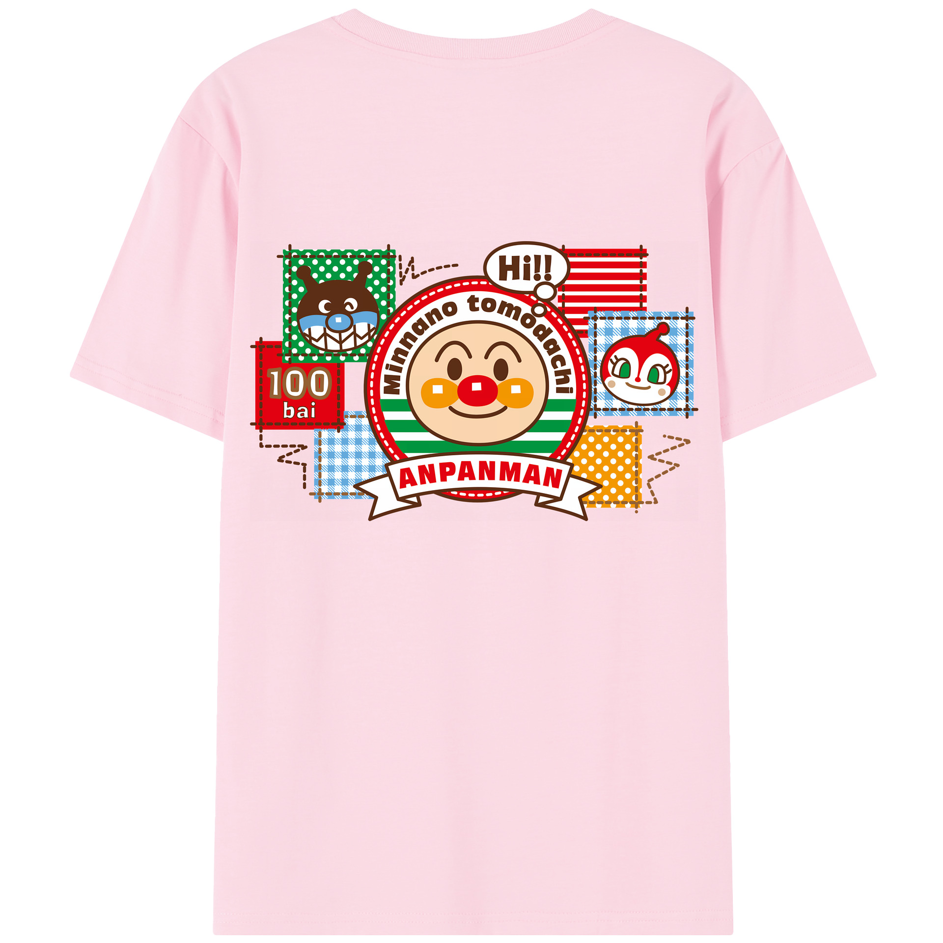 （画像用） アンパンマン Anpanman 綿100％半袖Tシャツ（背面プリント）