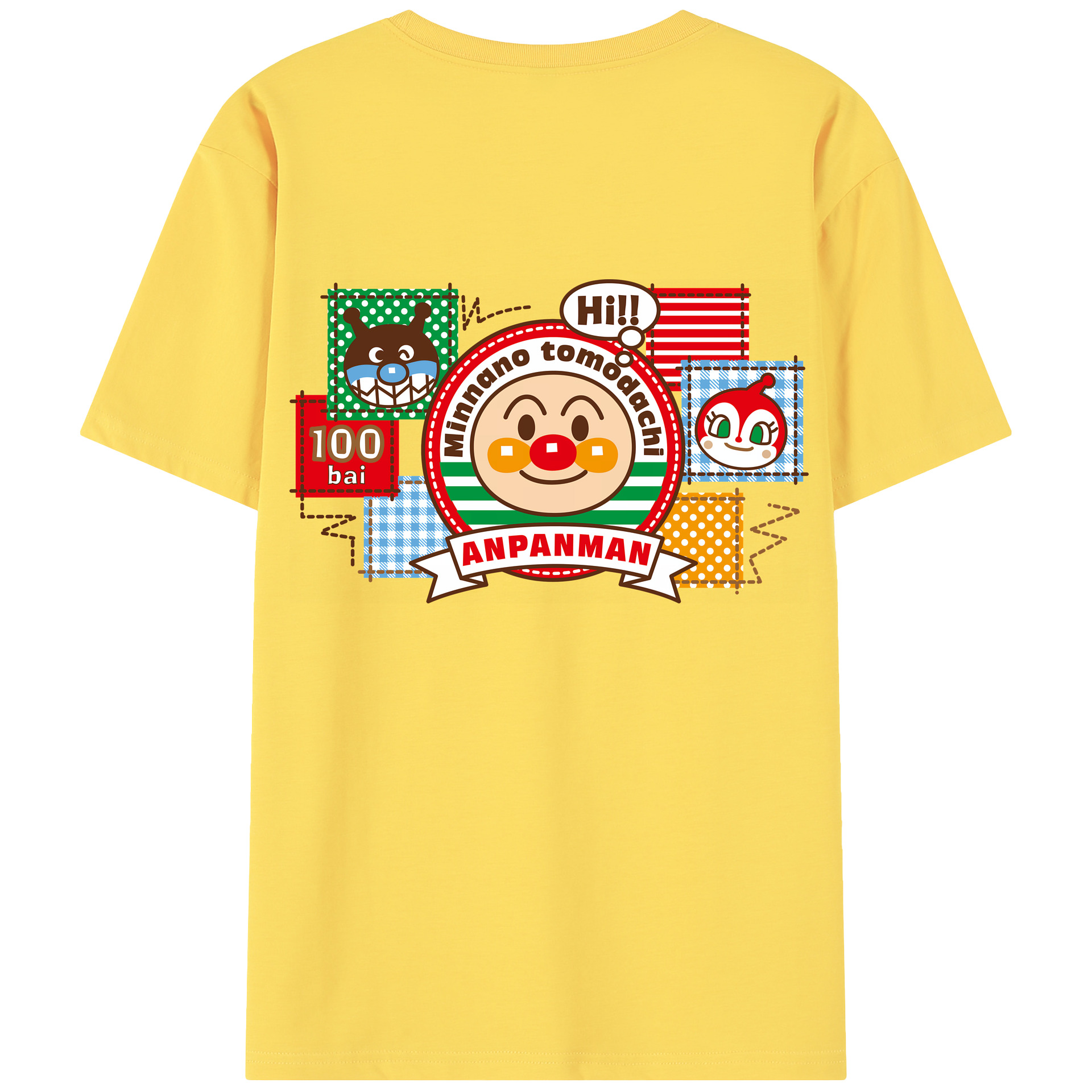 （画像用） アンパンマン Anpanman 綿100％半袖Tシャツ（背面プリント）